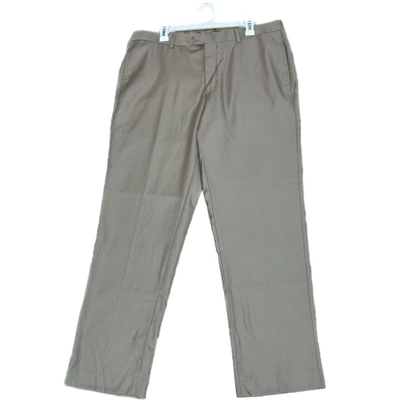 Pronto Uomo Men’s Size 38x32 Tan Preppy Dress Pants Classic Design Flat Front - Picture 1 of 9